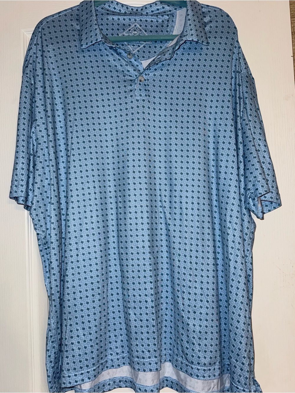 BURLEBO Sky Blue Texas Micro-Pattern Polo. Brand new with tags